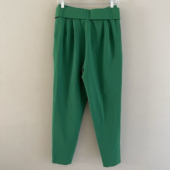 ACG Dress Pants Womens Size M Pleaded Belted High Waist Knit Green Tapered Leg - Picture 5 of 12